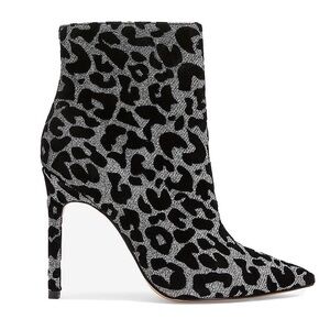 Express Chic Black and Gray Patterned Heeled Boots